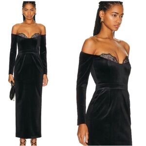 NEW ARRIVALS Farah in Panthere Velvet Black Dress